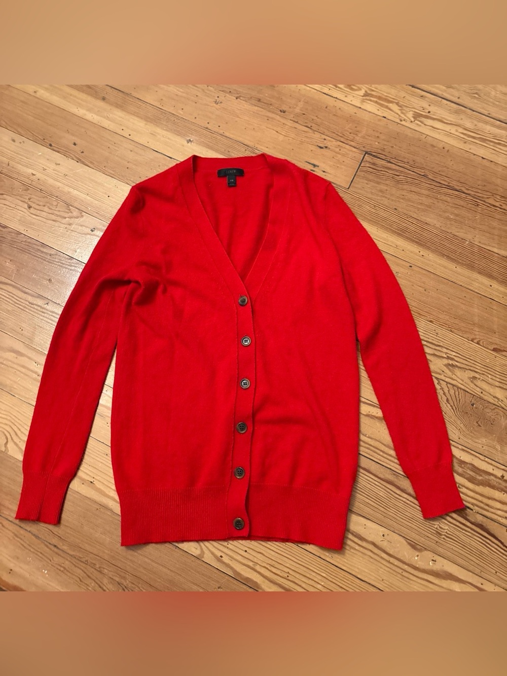 J. Crew Red Wool Cashmere Classic Knit Cardigan XXS Button Front Capsule